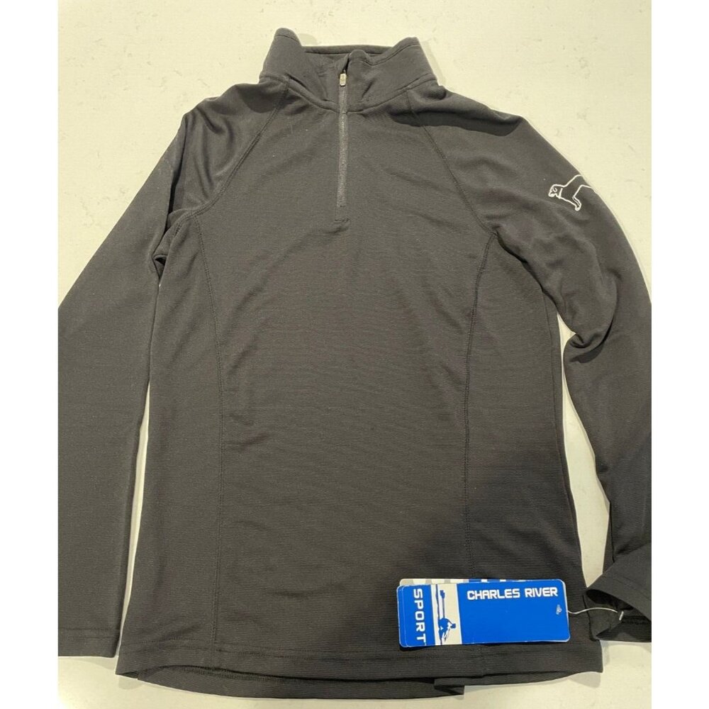 Womens Dri Fit Charles River Casual Jacket Pullover Shirt 1/4 Zip Black Dog S